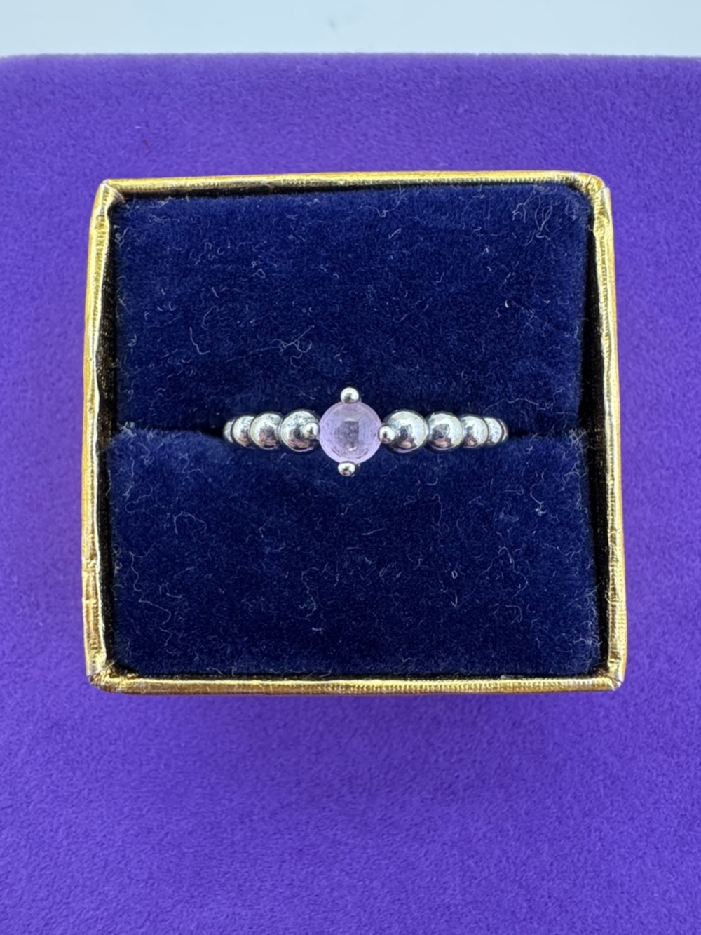 💛 Pandora Sterling Silver June Misty Rose Quartz Cabochon Ring